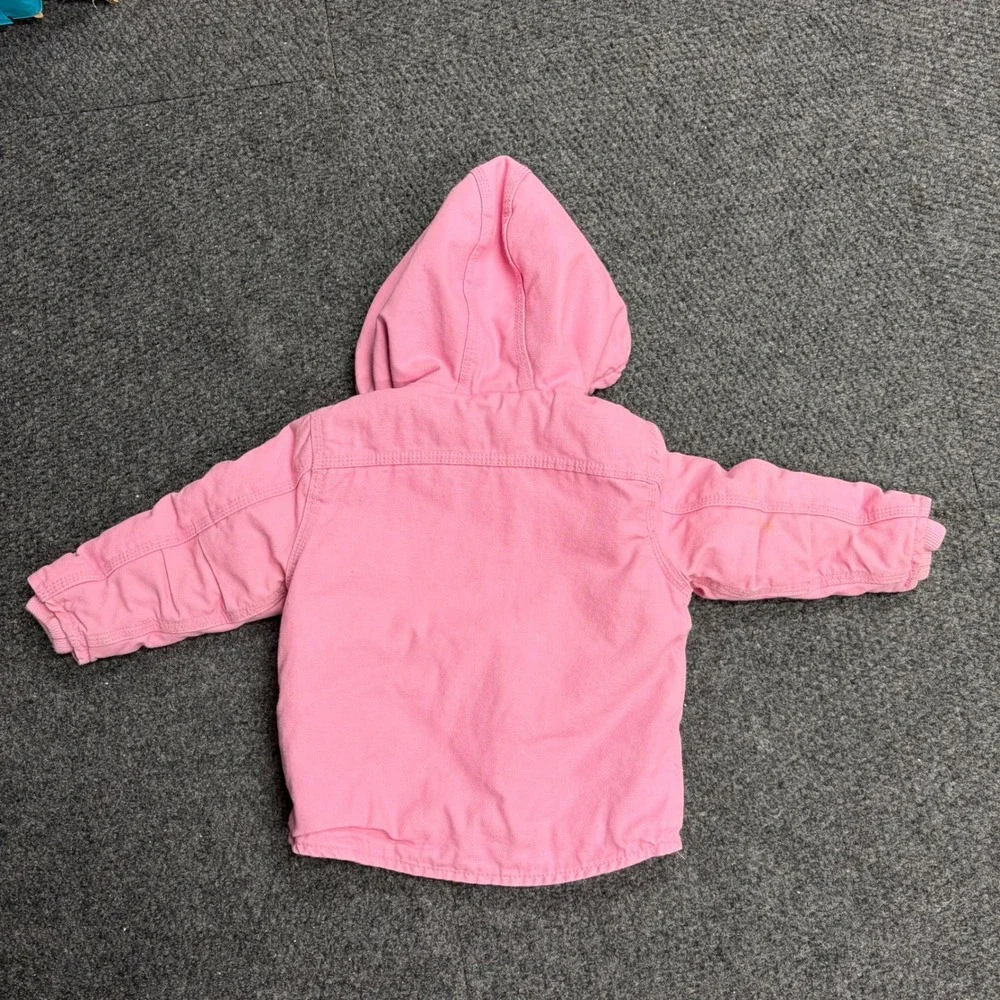 Carhartt Pink Canvas Sherpa Lined Hooded Jacket Girls 18 Months Active Coat